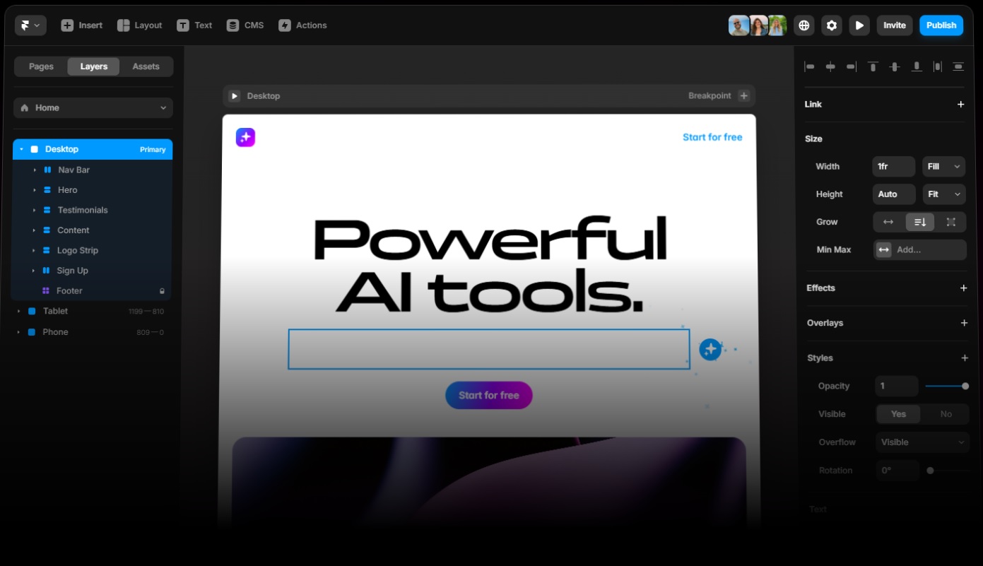 最新AI工具消息:Framer AI 功能