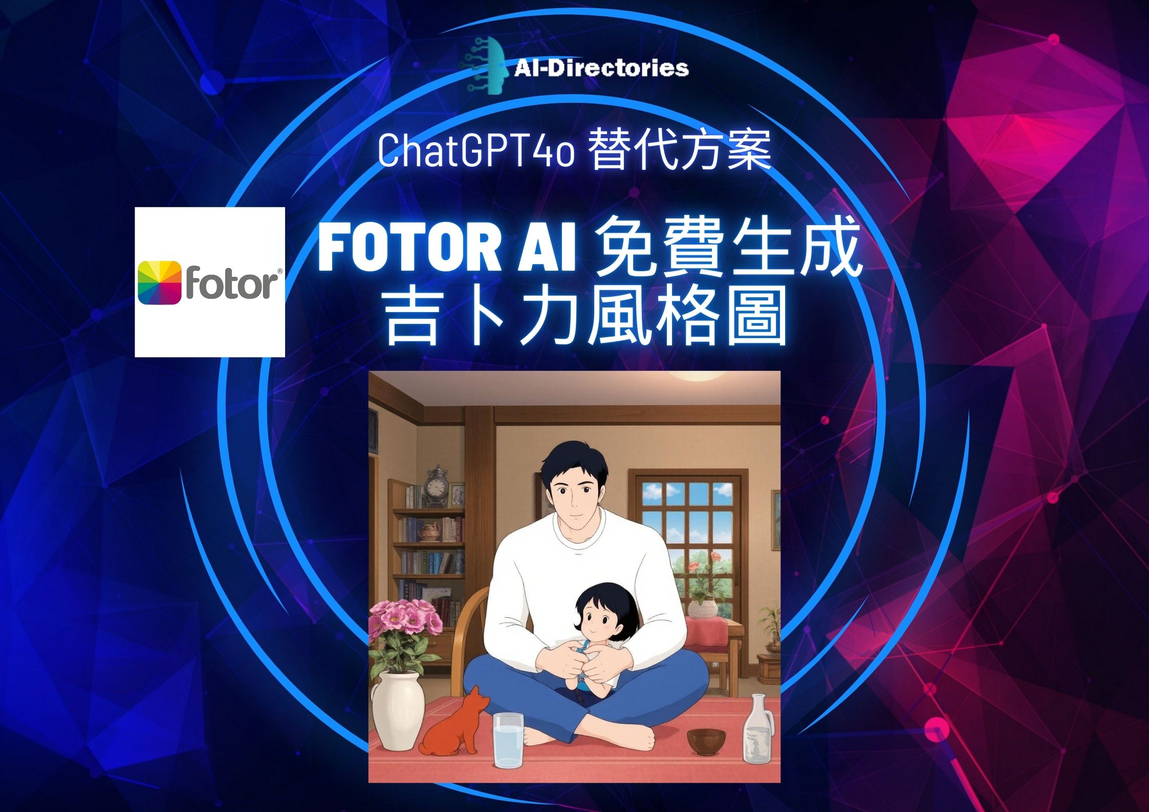 最新AI工具消息:ChatGPT4o 替代方案: Fotor AI 免費生成吉卜力風格圖