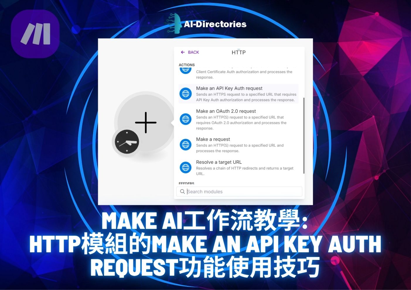 最新AI工具消息:Make AI工作流教學：HTTP模組的Make an API Key Auth request功能使用技巧