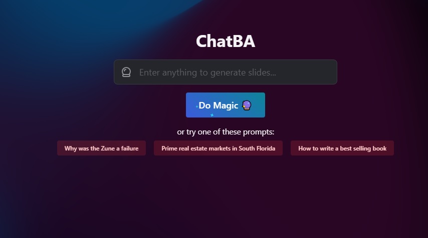 創業營商AI工具推介推薦:ChatBA - 在線幻燈片製作平台